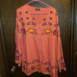 ANJLI Multicolor Colorful Boho Tunic Top EMBRODERY SIZE 42
